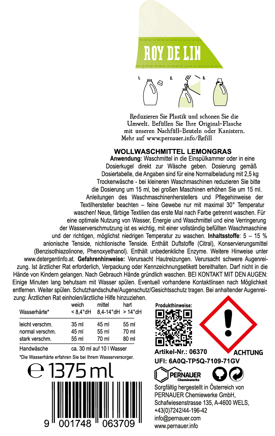 ROY DE LIN Wollwaschbalsam Lemongras 1375 ml – Bild 4