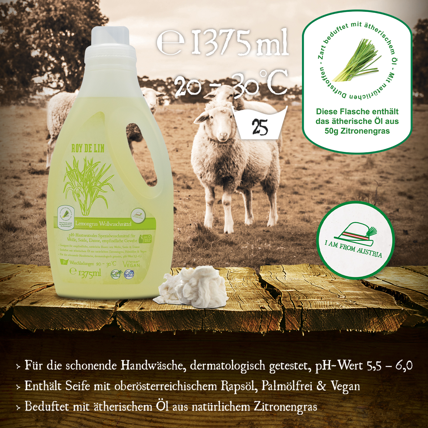 ROY DE LIN Wollwaschbalsam Lemongras 1375 ml – Bild 2